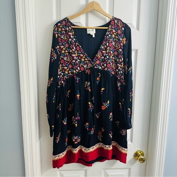 Sezane Dress Mini Daphna Floral Long Sleeve Boho Casual Colorful Size 38 Small - Picture 3 of 7